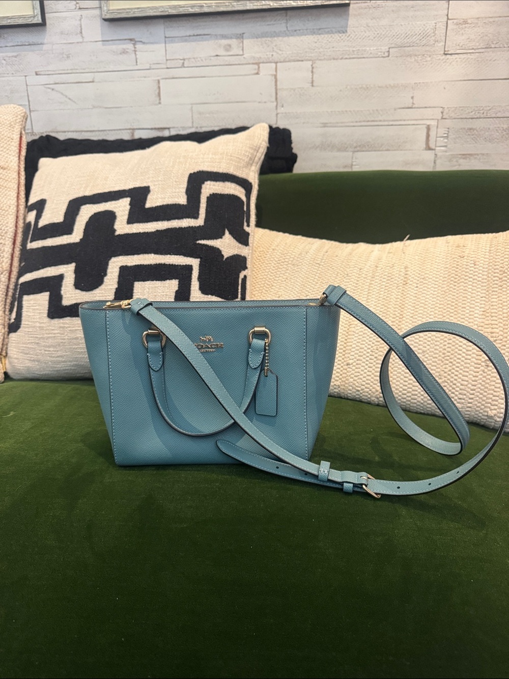 Coach Light Blue Leather Crossbody Satchel